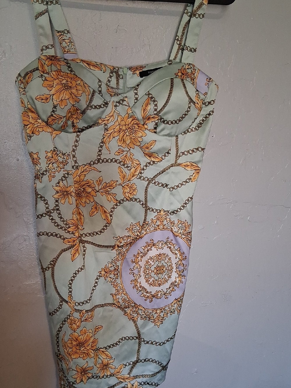 Forever 21 Mint Green Chain & Floral Slip Dress